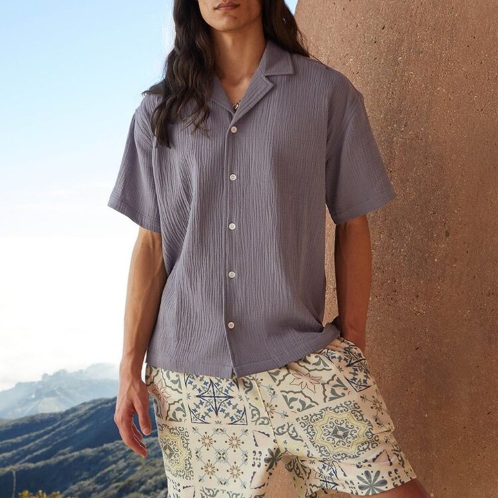 Seersucker Button-Front Shirt